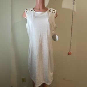 Emma & Michele women's‎ dress SZ 14 white sleeveless shoulder hardware zip back